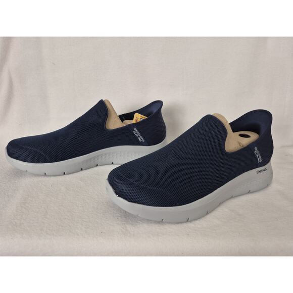 Skechers Men's US 12 Wide Fit Go Walk Flex No Hands Navy Slip-in Sneakers - Picture 5 of 12